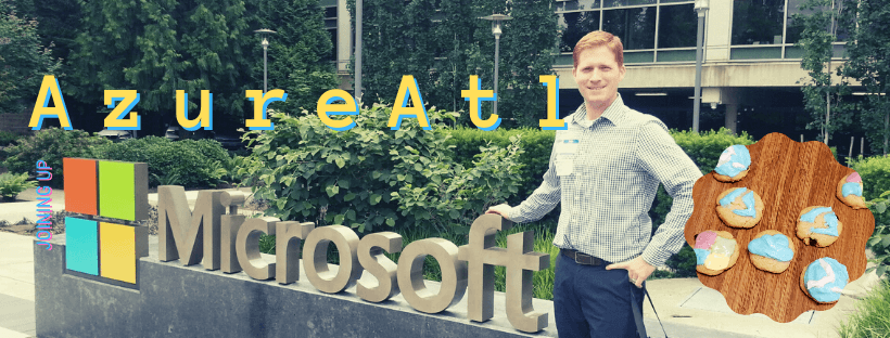 Picture of the author in front of the Microsoft Logo sign in Redmond Washington on the microsoft campus